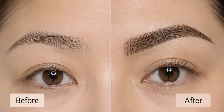 Eyebrows before and after